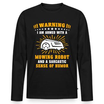 Tondeuse à gazon robotisée Tondeuse robot tondeuse robot - T-shirt manches longues Premium bio Homme - noir - Devant - Nico (187cm)