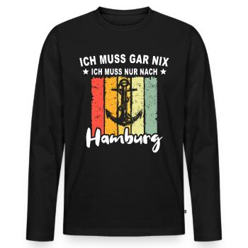 Lustige Hamburg Sprüche - Männer Premium Bio Langarmshirt - Schwarz - Vorne - Nico (187cm)