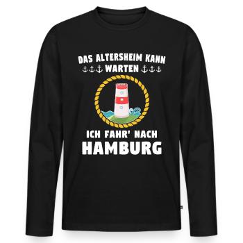 Lustige Hamburg Sprüche - Männer Premium Bio Langarmshirt - Schwarz - Vorne - Nico (187cm)