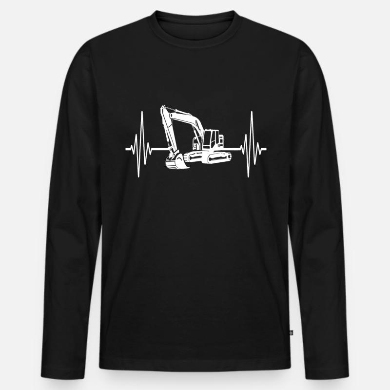 Bagger Herzlinie Baggerfahrer - Männer Premium Bio Langarmshirt - Schwarz