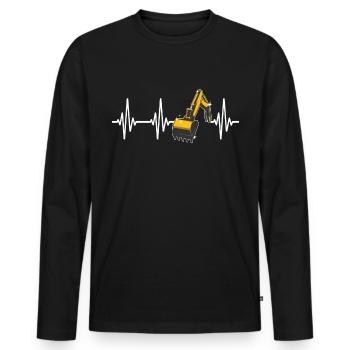 Excavator Heartline Excavator Driver - Men's Premium Organic Long Sleeve Shirt - black - Front - Nico (187cm)