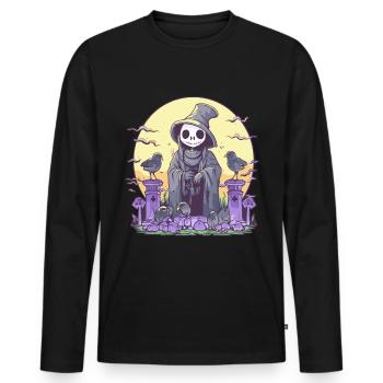 Pastell Goth Niedliches Todes-Sensenmann-Skelett - Männer Premium Bio Langarmshirt - Schwarz - Vorne - Nico (187cm)