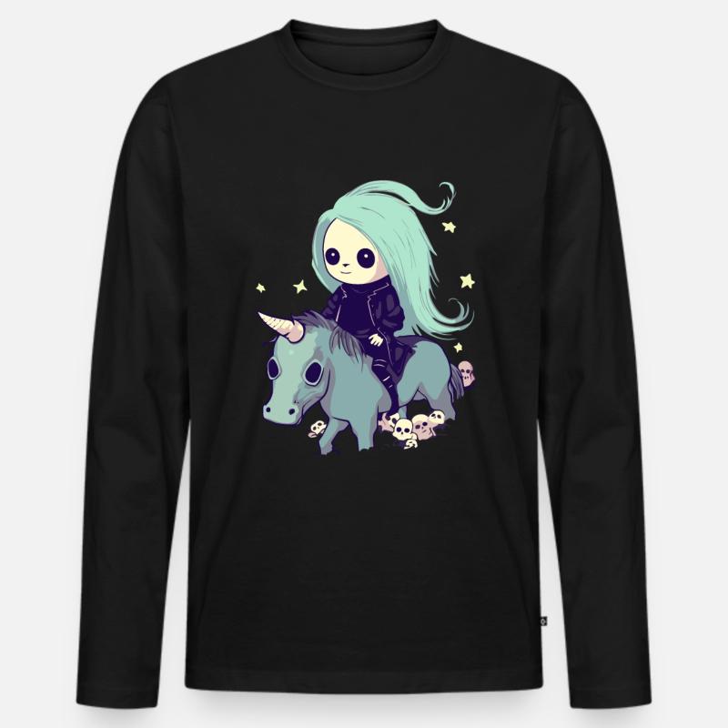 Pastell Goth Kawaii Süßes - Männer Premium Bio Langarmshirt - Schwarz