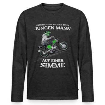 Lustiger Spruch Simsonfahrer S50 S51 Simme Moped - Männer Premium Bio Langarmshirt - Anthrazit meliert - Vorne - Nico (187cm)