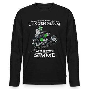 Lustiger Spruch Simsonfahrer S50 S51 Simme Moped - Männer Premium Bio Langarmshirt - Schwarz - Vorne - Nico (187cm)