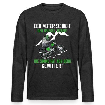 Lustiger Spruch Simsonfahrer S50 S51 Simme Moped - Männer Premium Bio Langarmshirt - Anthrazit meliert - Vorne - Nico (187cm)