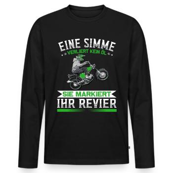 Lustiger Spruch Simsonfahrer S50 S51 Simme Moped - Männer Premium Bio Langarmshirt - Schwarz - Vorne - Nico (187cm)
