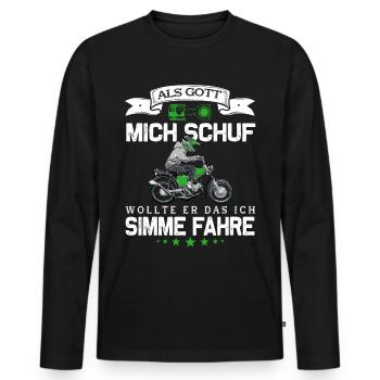 Lustiger Spruch Simsonfahrer S50 S51 Simme Moped - Männer Premium Bio Langarmshirt - Schwarz - Vorne - Nico (187cm)