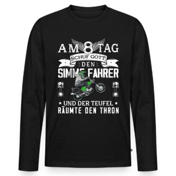 Lustiger Spruch Simsonfahrer S50 S51 Simme Moped - Männer Premium Bio Langarmshirt - Schwarz - Vorne - Nico (187cm)