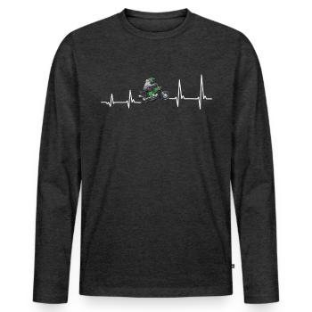 Herzschlag Simsonfahrer S50 S51 Simme Moped - Männer Premium Bio Langarmshirt - Anthrazit meliert - Vorne - Nico (187cm)