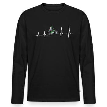 Herzschlag Simsonfahrer S50 S51 Simme Moped - Männer Premium Bio Langarmshirt - Schwarz - Vorne - Nico (187cm)
