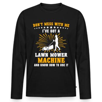 Rasenmäher Sprüche Rasen Mähen - Männer Premium Bio Langarmshirt - Schwarz - Vorne - Nico (187cm)