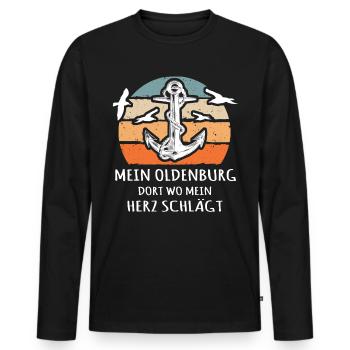 Oldenburger Sprüche Oldenburg - Männer Premium Bio Langarmshirt - Schwarz - Vorne - Nico (187cm)