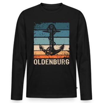 Oldenburger Sprüche Oldenburg - Männer Premium Bio Langarmshirt - Schwarz - Vorne - Nico (187cm)