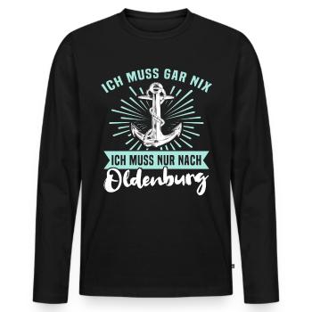 Oldenburger Sprüche Oldenburg - Männer Premium Bio Langarmshirt - Schwarz - Vorne - Nico (187cm)
