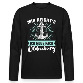 Oldenburger Sprüche Oldenburg - Männer Premium Bio Langarmshirt - Schwarz - Vorne - Nico (187cm)