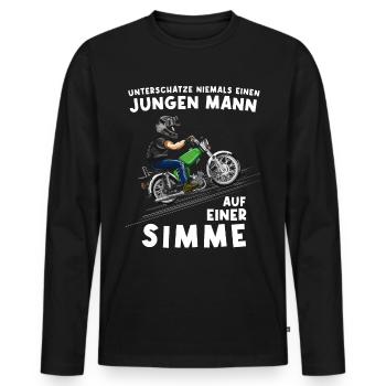 Lustiger Spruch Simson Driver S50 S51 Simme Moped - Männer Premium Bio Langarmshirt - Schwarz - Vorne - Nico (187cm)