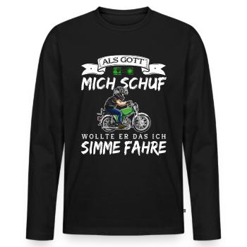 Lustiger Spruch Simsonfahrer S50 S51 Simme Moped - Männer Premium Bio Langarmshirt - Schwarz - Vorne - Nico (187cm)