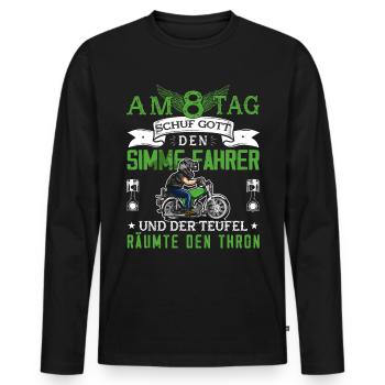 Lustiger Spruch Simsonfahrer S50 S51 Simme Moped - Männer Premium Bio Langarmshirt - Schwarz - Vorne - Nico (187cm)