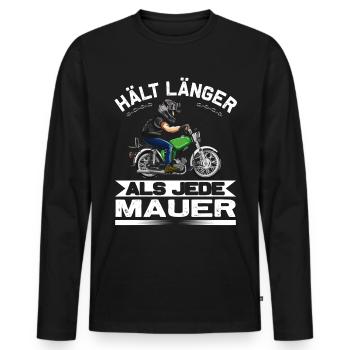 Lustiger Spruch Simsonfahrer S50 S51 Simme Moped - Männer Premium Bio Langarmshirt - Schwarz - Vorne - Nico (187cm)