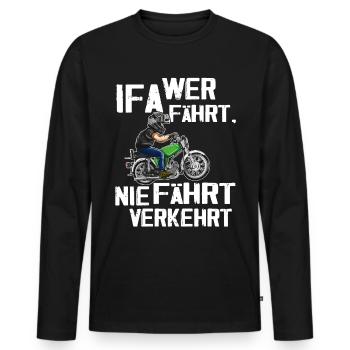 Lustiger Spruch Simsonfahrer S50 S51 Simme Moped - Männer Premium Bio Langarmshirt - Schwarz - Vorne - Nico (187cm)