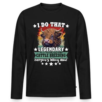 Vache bovine des Highlands - T-shirt manches longues Premium bio Homme - noir - Devant - Nico (187cm)