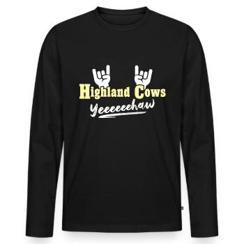 Vache bovine des Highlands - T-shirt manches longues Premium bio Homme - noir - Devant - Nico (187cm)