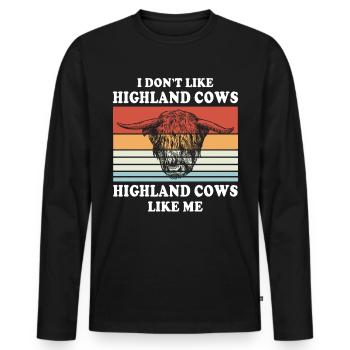 Vache bovine des Highlands - T-shirt manches longues Premium bio Homme - noir - Devant - Nico (187cm)