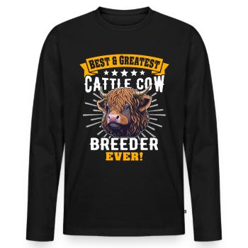 Vache bovine des Highlands - T-shirt manches longues Premium bio Homme - noir - Devant - Nico (187cm)