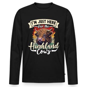 Vache bovine des Highlands - T-shirt manches longues Premium bio Homme - noir - Devant - Nico (187cm)