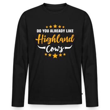 Vache bovine des Highlands - T-shirt manches longues Premium bio Homme - noir - Devant - Nico (187cm)