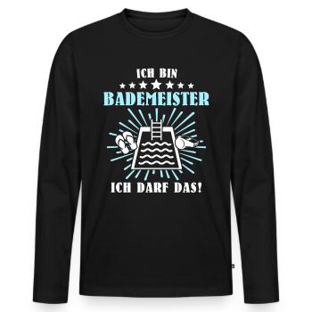Schwimmmeister Bademeister - Männer Premium Bio Langarmshirt - Schwarz - Vorne - Nico (187cm)