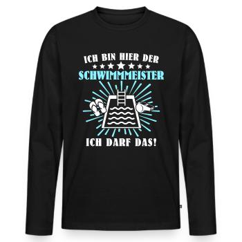 Schwimmmeister Bademeister Badmeister - Männer Premium Bio Langarmshirt - Schwarz - Vorne - Nico (187cm)