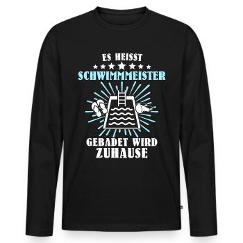 Schwimmmeister Bademeister Badmeister - Männer Premium Bio Langarmshirt - Schwarz - Vorne - Nico (187cm)