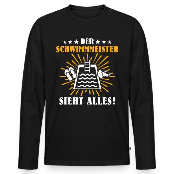 Schwimmmeister Bademeister Badmeister - Männer Premium Bio Langarmshirt - Schwarz - Vorne - Nico (187cm)