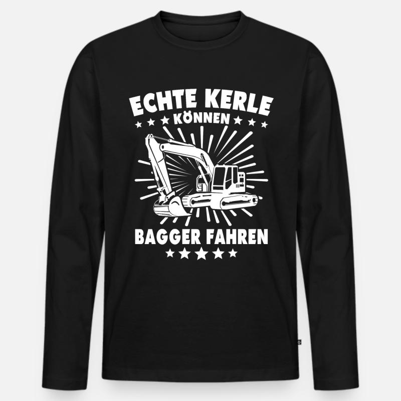 Baggerführer Bagger Baggerfahrer - Männer Premium Bio Langarmshirt - Schwarz