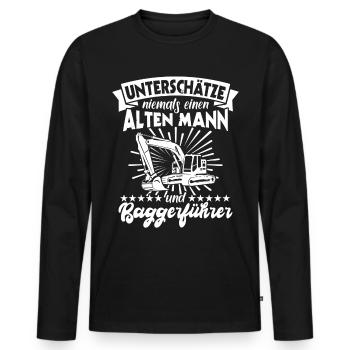 Baggerfahrer Bagger - Männer Premium Bio Langarmshirt - Schwarz - Vorne - Nico (187cm)
