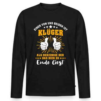 Klüger Als Du - Männer Premium Bio Langarmshirt - Schwarz - Vorne - Nico (187cm)