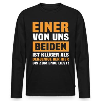 Klüger Als Du - Männer Premium Bio Langarmshirt - Schwarz - Vorne - Nico (187cm)