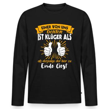 Klüger Als Du - Männer Premium Bio Langarmshirt - Schwarz - Vorne - Nico (187cm)