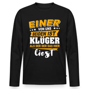 Klüger Als Du - Männer Premium Bio Langarmshirt - Schwarz - Vorne - Nico (187cm)
