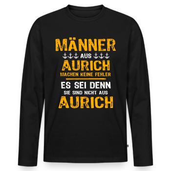 Aurich Mann Auricher Männer - Männer Premium Bio Langarmshirt - Schwarz - Vorne - Nico (187cm)
