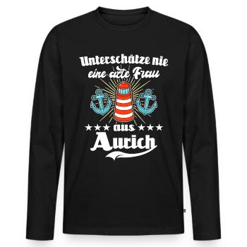 Aurich Frau Auricherin - Männer Premium Bio Langarmshirt - Schwarz - Vorne - Nico (187cm)