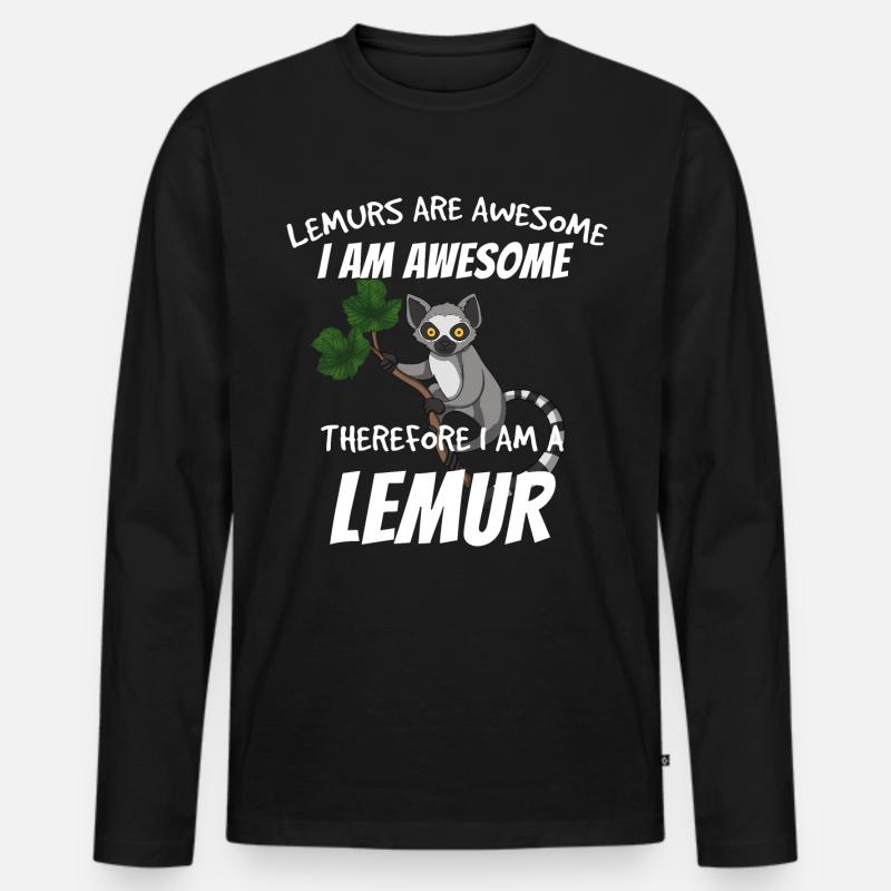 Lemur - Männer Premium Bio Langarmshirt - Schwarz