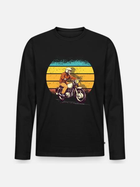 Retro Simsonfahrer knallert knallert fan - Premium økologisk langærmet T-shirt til mænd - sort