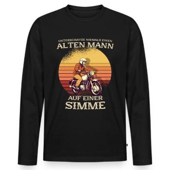 Sunset Simson Driver S50 S51 Simme Moped - Männer Premium Bio Langarmshirt - Schwarz - Vorne - Nico (187cm)
