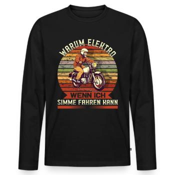Sunset Simsonfahrer S50 S51 Simme Moped - Männer Premium Bio Langarmshirt - Schwarz - Vorne - Nico (187cm)