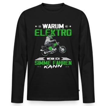 Lustiger Spruch Simsonfahrer S50 S51 Simme Moped - Männer Premium Bio Langarmshirt - Schwarz - Vorne - Nico (187cm)