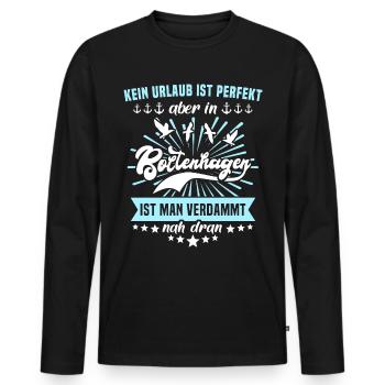 Boltenhagen Sprüche Boltenhagener Spruch - Männer Premium Bio Langarmshirt - Schwarz - Vorne - Nico (187cm)