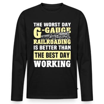 Gartenbahn Garteneisenbahn Spur G - Männer Premium Bio Langarmshirt - Schwarz - Vorne - Nico (187cm)